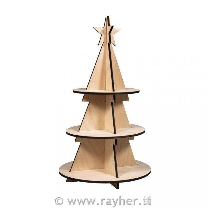 Abete in legno, trespolo 45cm