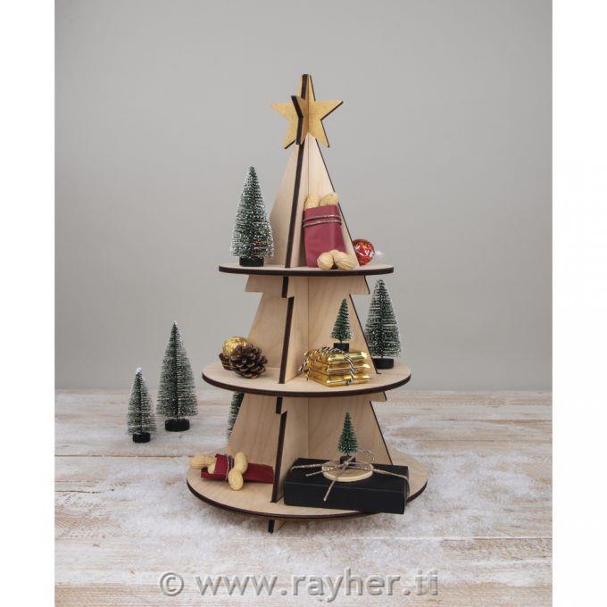 Abete in legno, trespolo 45cm