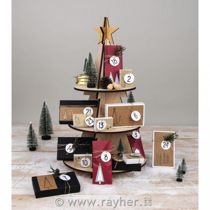 Abete in legno, trespolo 45cm