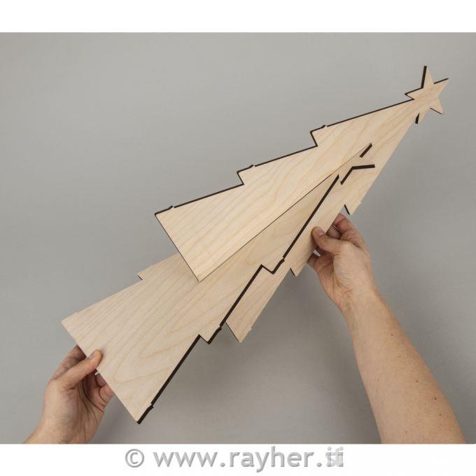 Abete in legno, trespolo 45cm