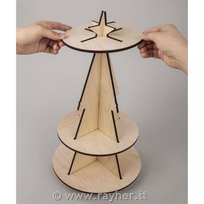 Abete in legno, trespolo 45cm