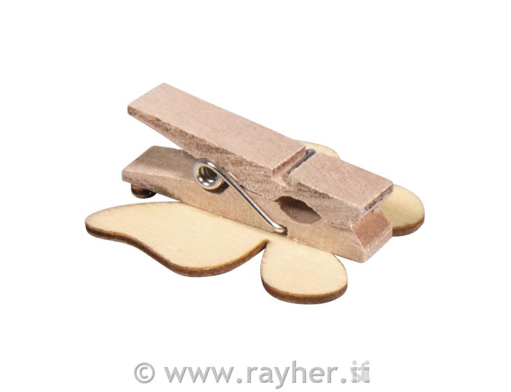 Lesene ščipalke, Rožice, metulji, ptički, 3-3.5cm, set 6