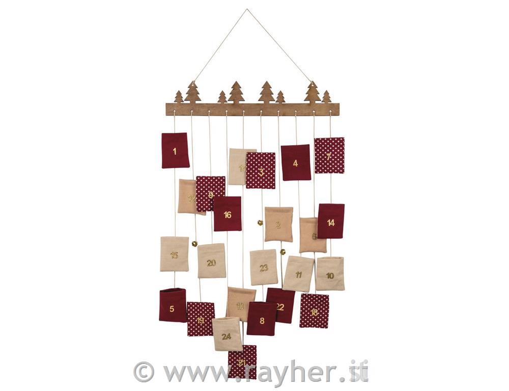Calendario dell'avvento legno,+ganci per appendere,box 1p