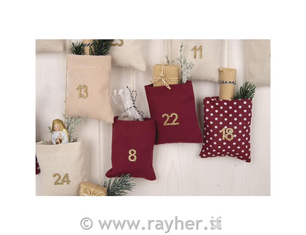 Calendario dell'avvento legno,+ganci per appendere,box 1p