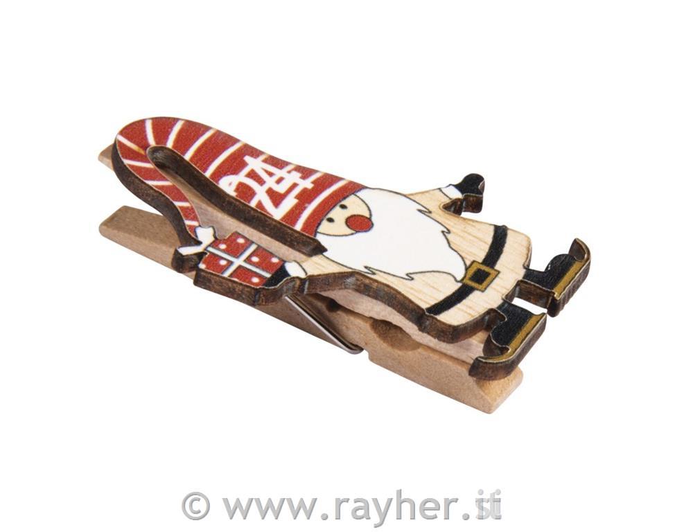 Lesene ščipalke Božični palčki, 5cm, set 24