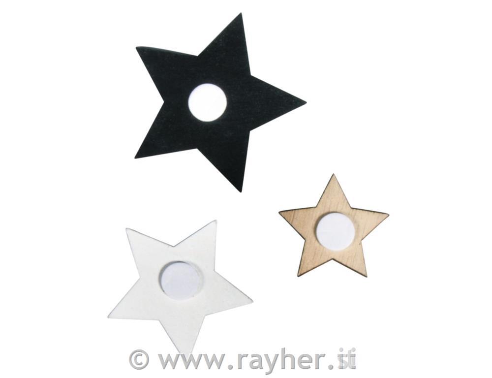 Ornamenti in legno, stelle, set di 15