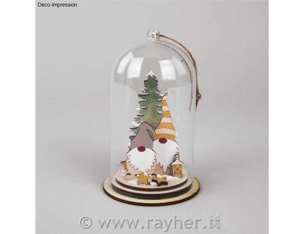 Miniature in legno Gnomi, set 2diametro 6 cm v=8,4 cm