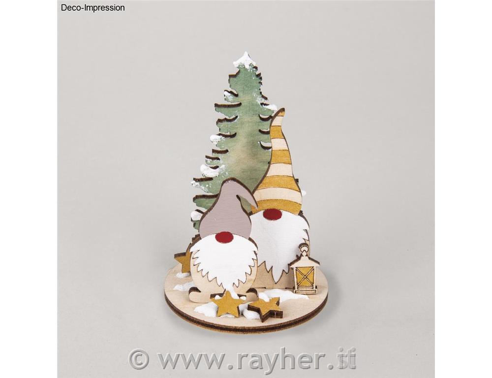 Miniature in legno Gnomi, set 2diametro 6 cm v=8,4 cm