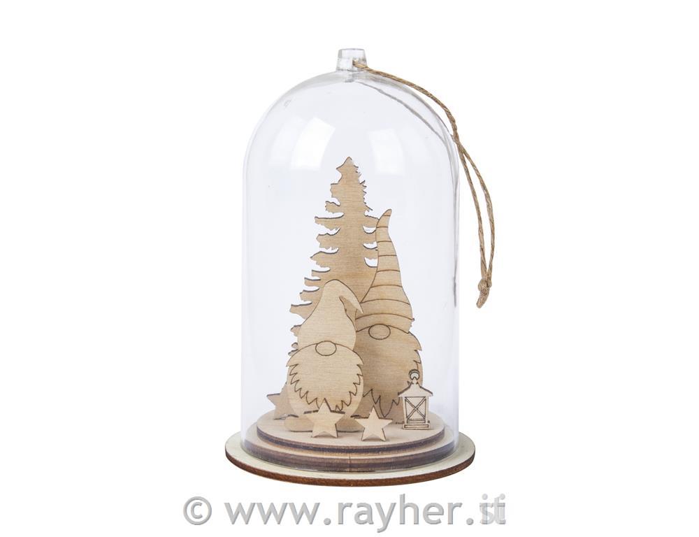 Miniature in legno Gnomi, set 2diametro 6 cm v=8,4 cm