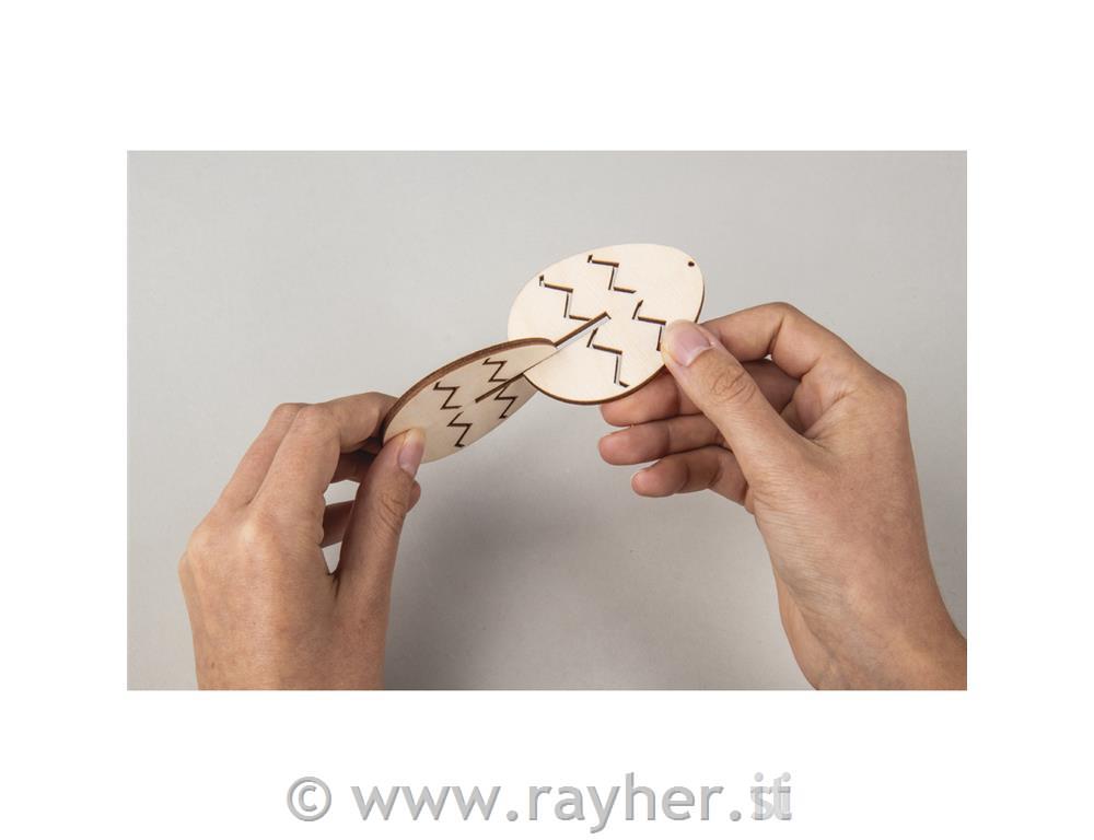 Uova in legno 3D, 5,5x7cm, set 3 pz