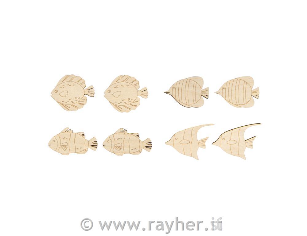 Lesene ribice, natur, 5,5-6,5cm, set 8