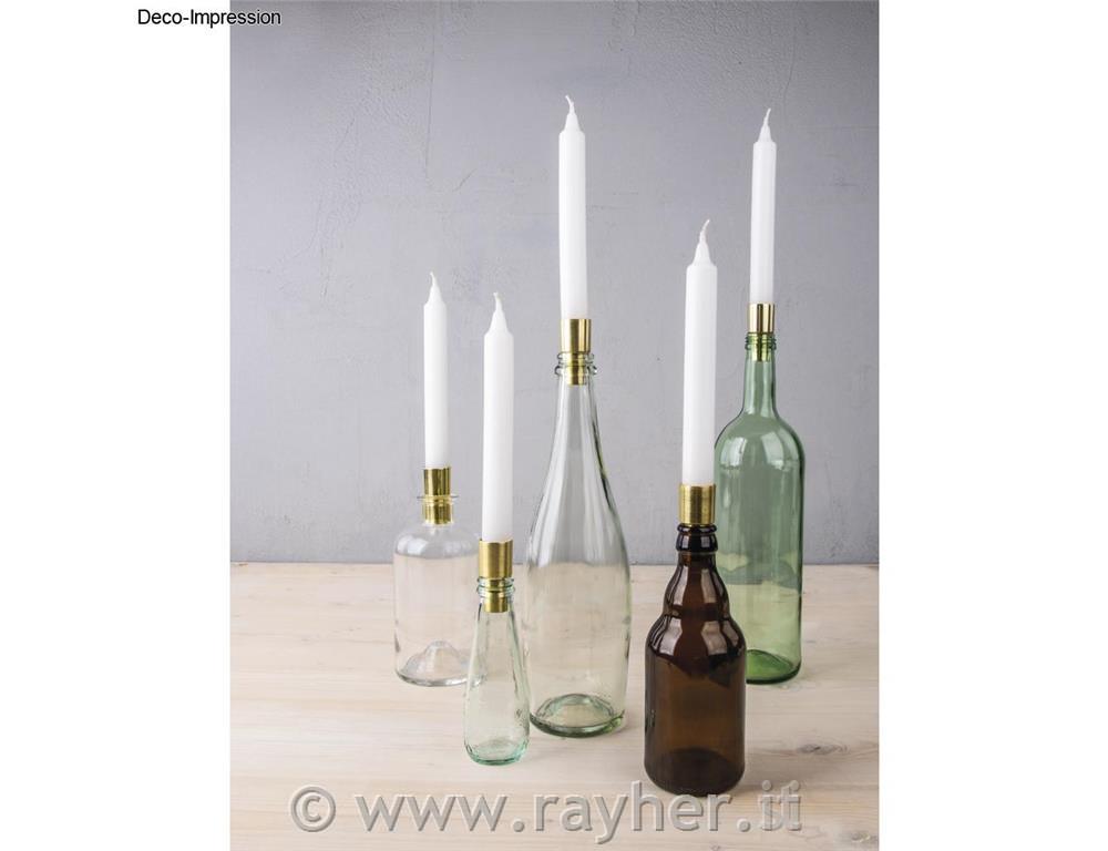 Kovinska svečnika za steklenico, 2,2 in 1,8x5cm, zlata, set 2