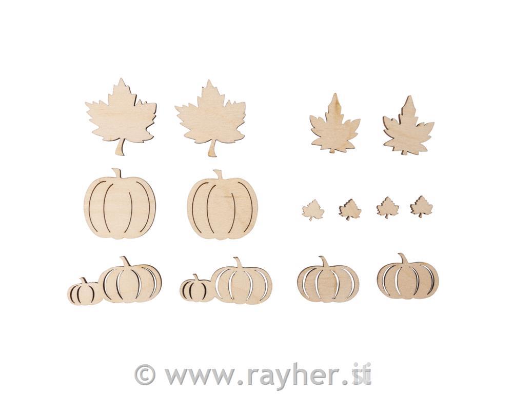 Wooden objects Fall 1-4,5 cm 14 pcs