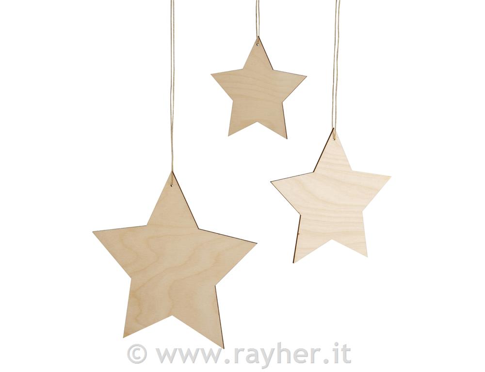 Ciondolo stella 12+15+20 cm set 3