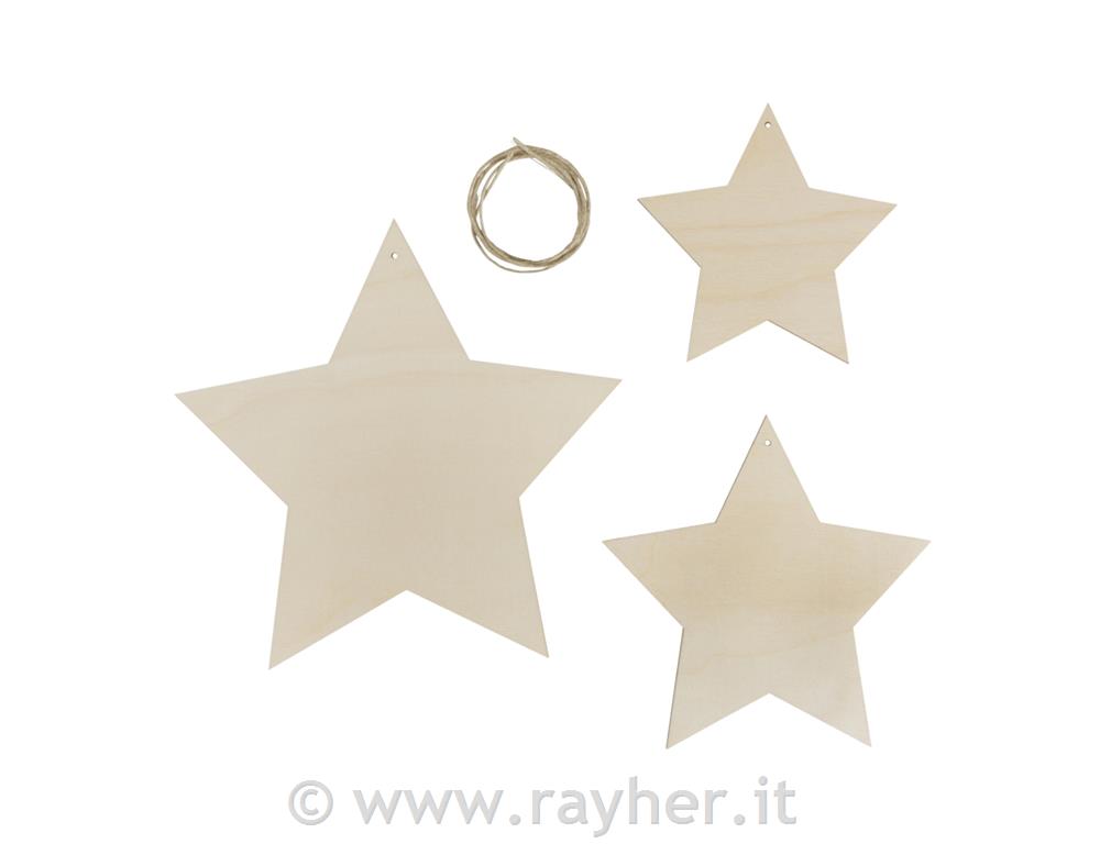 Ciondolo stella 12+15+20 cm set 3