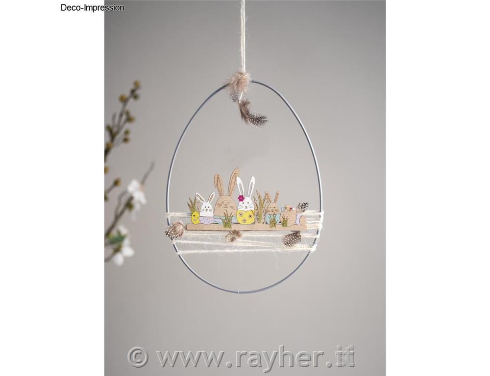 Decorazione in legno con Coniglietti Pasquali