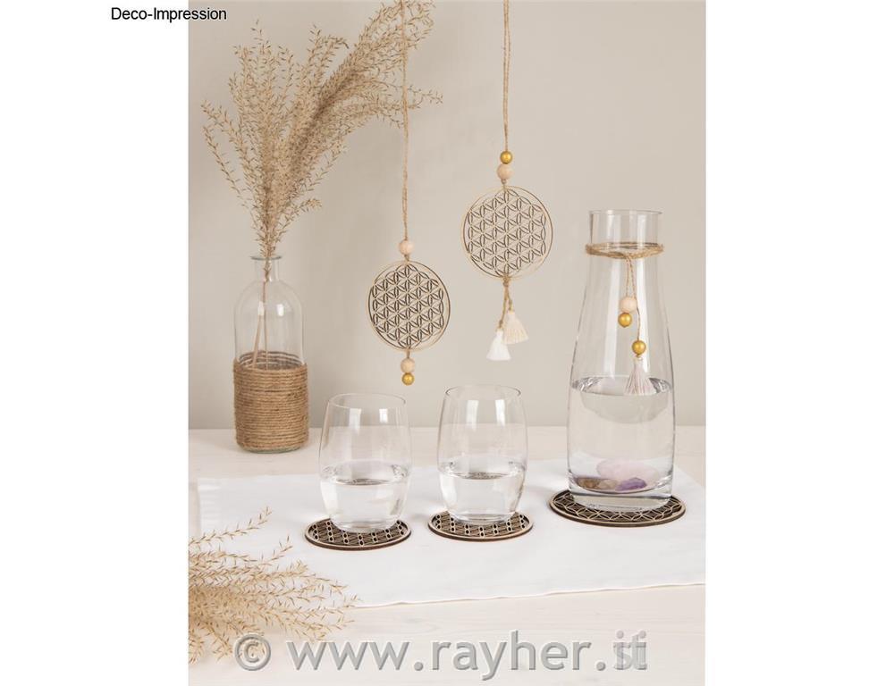 Lesena dekoracija "Flower of Life", 9+12cm set 5