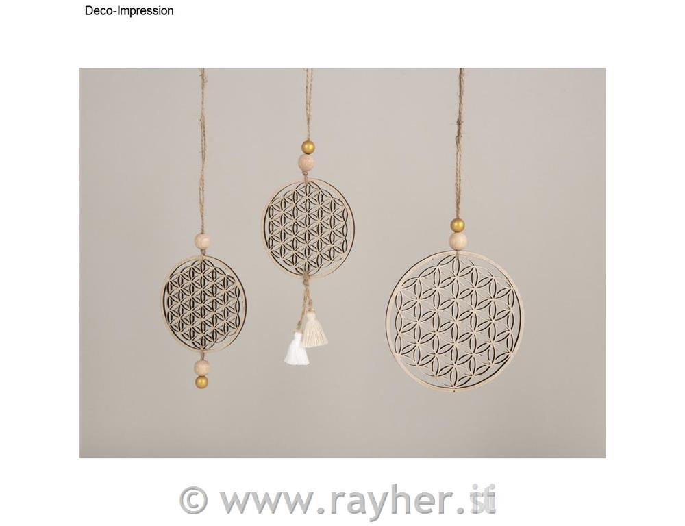 Lesena dekoracija "Flower of Life", 9+12cm set 5