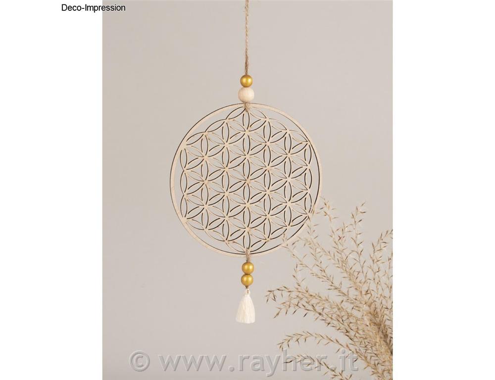 Lesena dekoracija "Flower of Life", 15cm