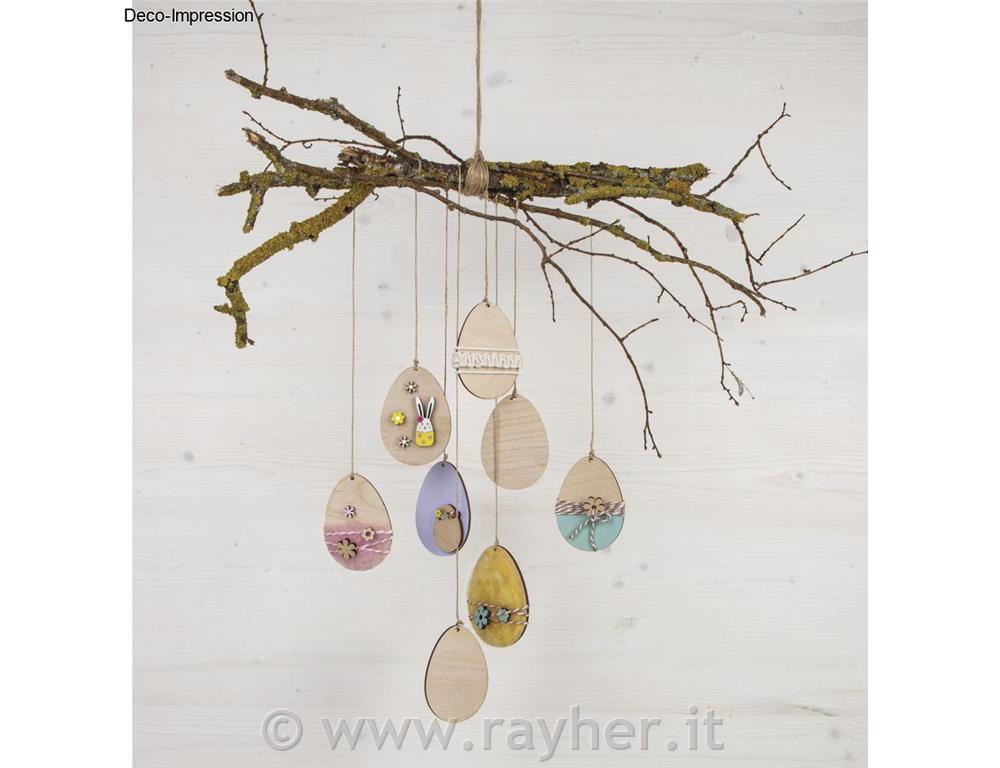 Wooden egg, FSC Mix Credit, natural, 5.6x8cm, with cord, tab-bag 12pcs