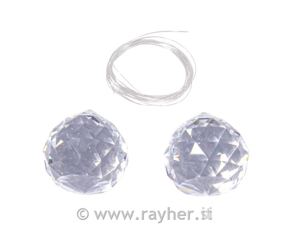 Kristali za obešanje, 3x3,5 cm, + najlonska nit, set 2