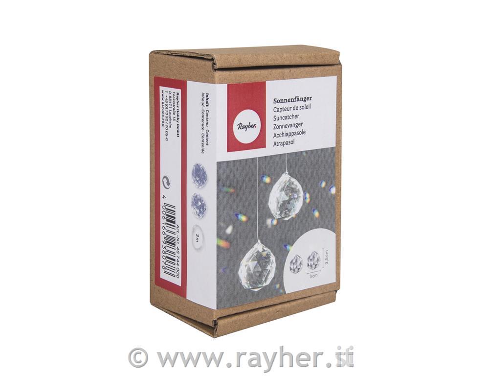 Kristali za obešanje, 3x3,5 cm, + najlonska nit, set 2