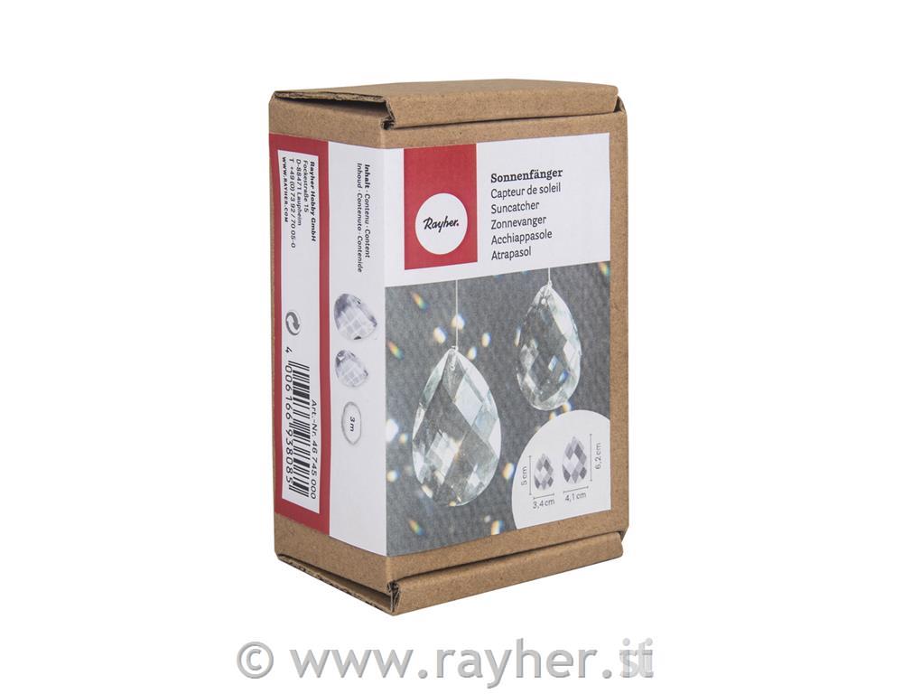 Suncatcher, 3.4x5+4.1x6.2cm, +nylon thread, box 2pcs