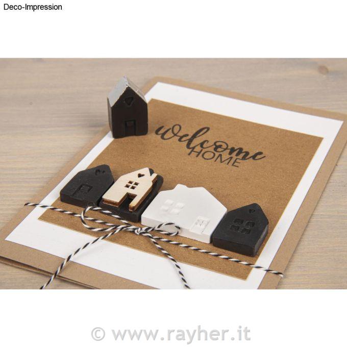 Leseni okraski Hišice 2,5-3,5 cm 24 kos