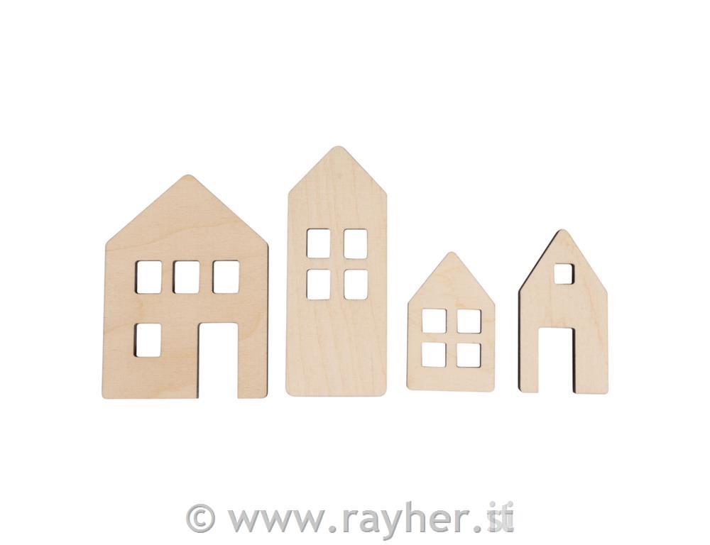 Decorazioni in legno Case 5,5-10 cm4 pezzi spessore 6 mm