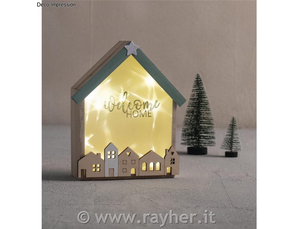 Leseni okraski Mini hišice 10,6x3,4 cm in 14,1x3,4 cm 2 kosa