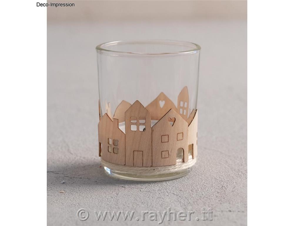 Leseni okraski Mini hišice 2 x10,6x3,4 cm in 2x 14x3,4 cm debelina 1 mm