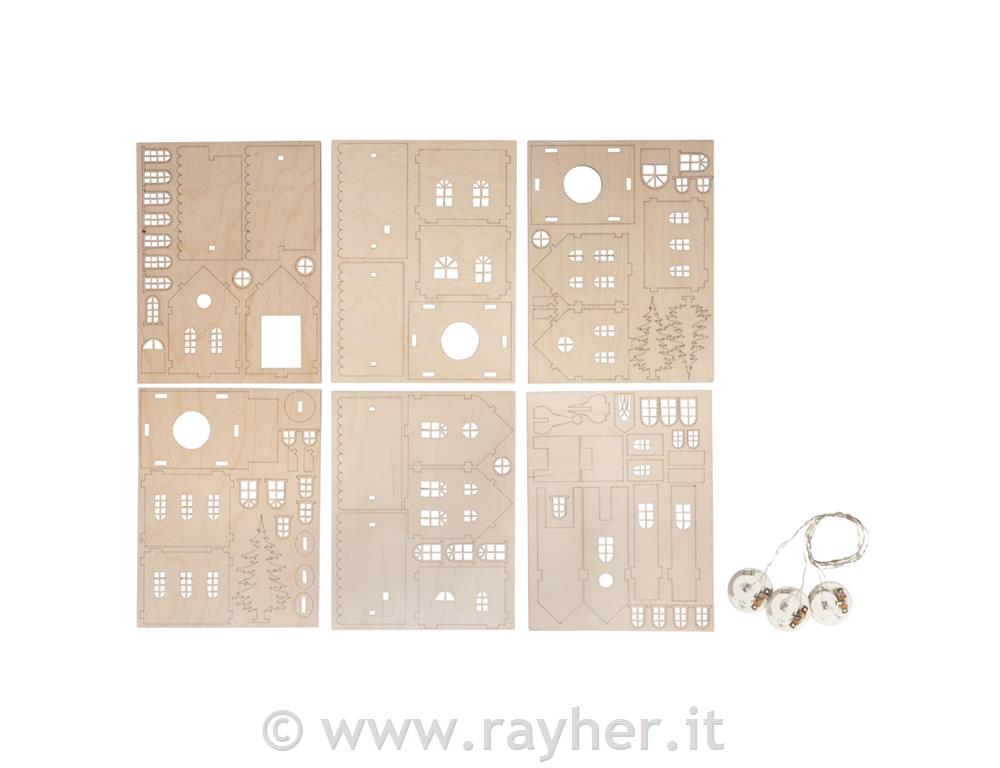 Puzzle in legno Villaggio 84 pezzi 7-19, luci LED