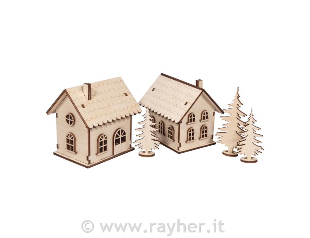 Lesena sestavljanka Hišici 48 delna