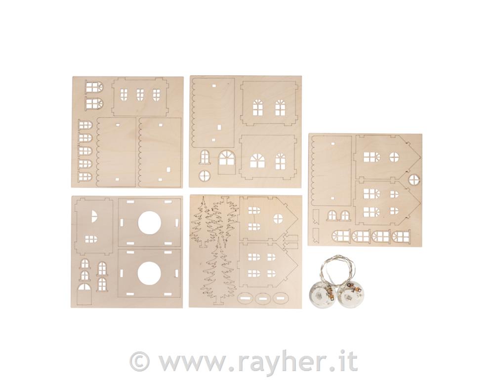 Lesena sestavljanka Hišici 48 delna