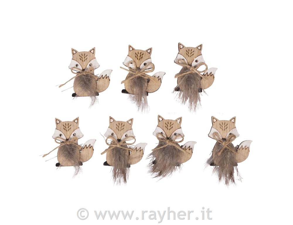 Leseni okraski Lisičke 3,5x4 cm 7 kosov