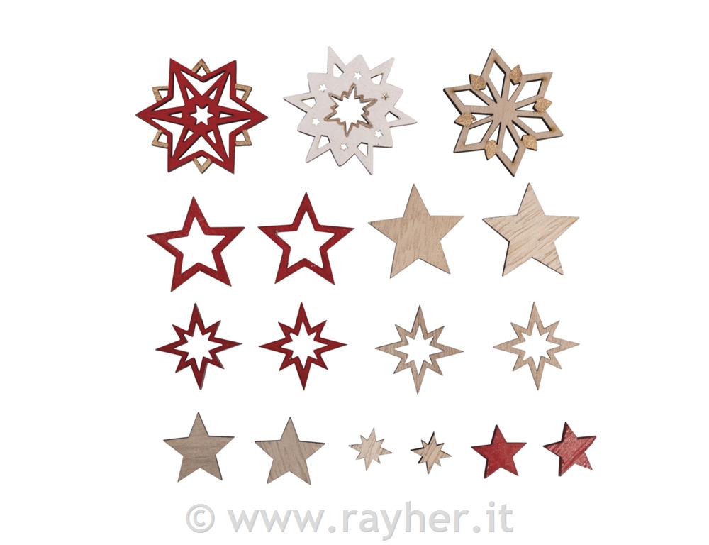 Wooden shapes Stars 1,2-4 cm 17 pc