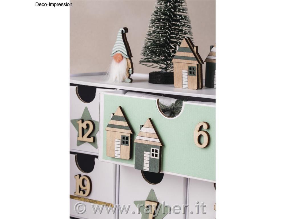 Leseni okraski Hišice 2,6x3,9 cm 12 kos