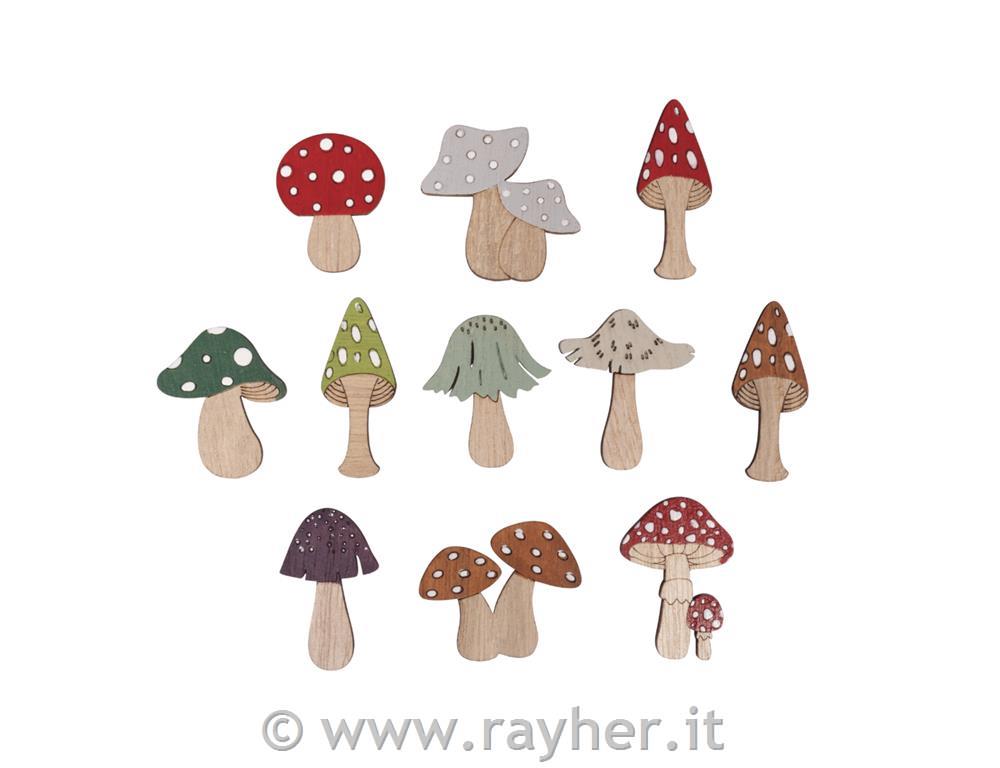 Wooden shapes Mushrooms 3,2-4,5 cm 11 pc