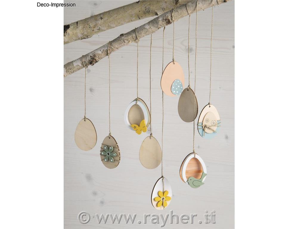 Obešanka leseno jajce 4,5x6,5 cm 12 kos
