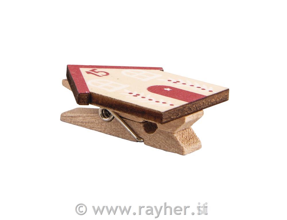Adventne številke ščipalke, hišice + vrvica 3x3.5cm, set 24