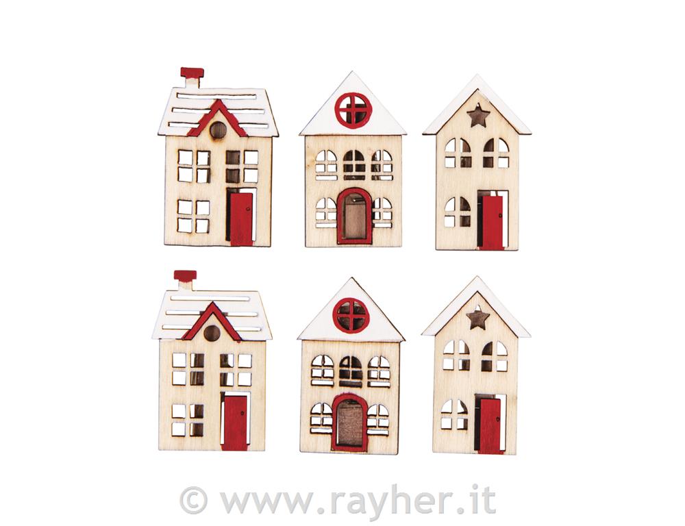 Hišice, ščipalke 2.6/2.9x4.3cm, 6 kom