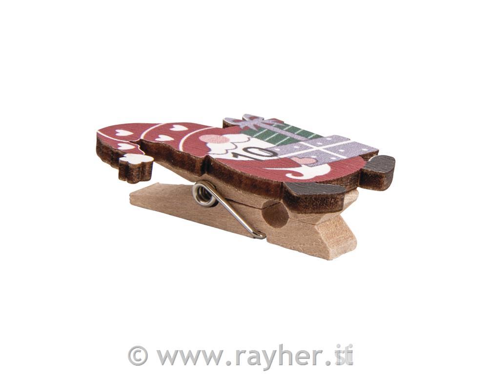 Adventne številke ščipalke, palčki + vrvica 4-4.3cm, set 24