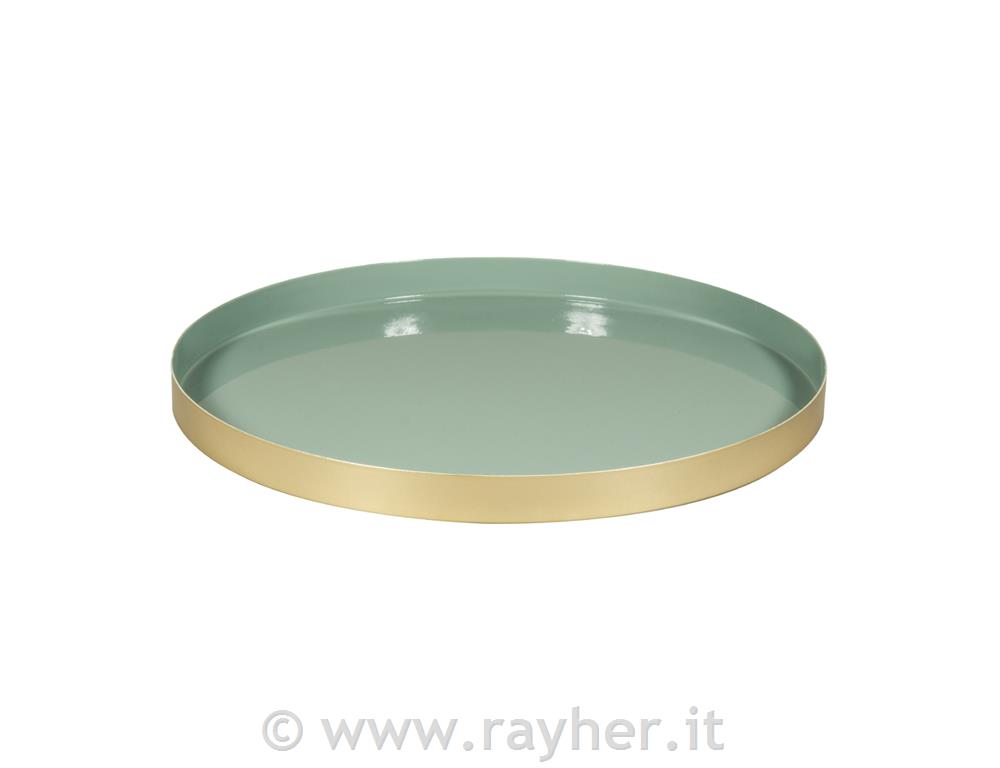 Decorative metal tray, 30cm , eucalyptus, bi-colour, with rubber foam pads