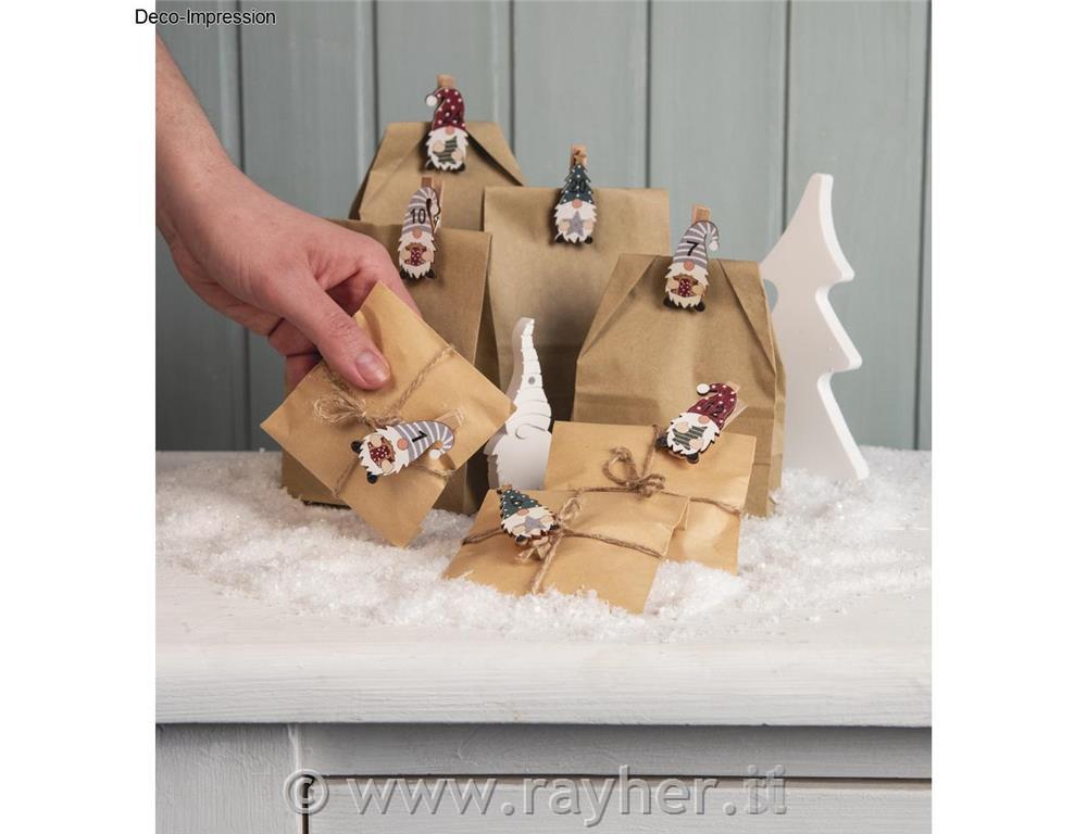 Advent calendar incl. Numbers, H13-16cm, gnome+cord, 1set