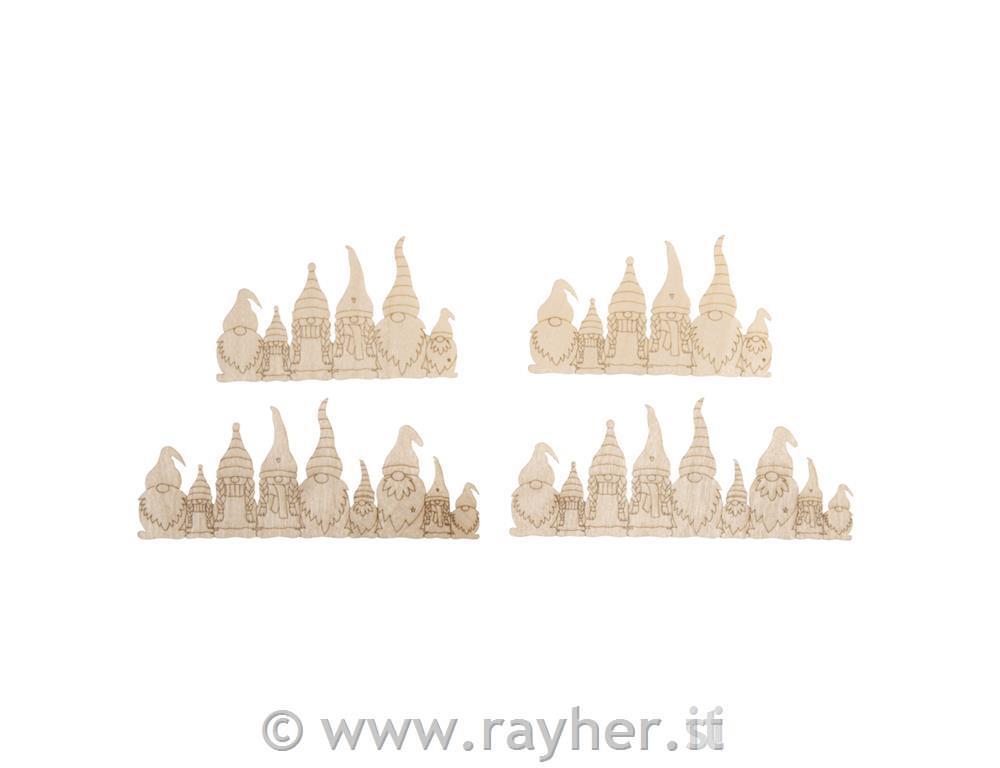 Leseni okras Palčki, set 4, 2x9.2x5.4+13.2x5.4cm