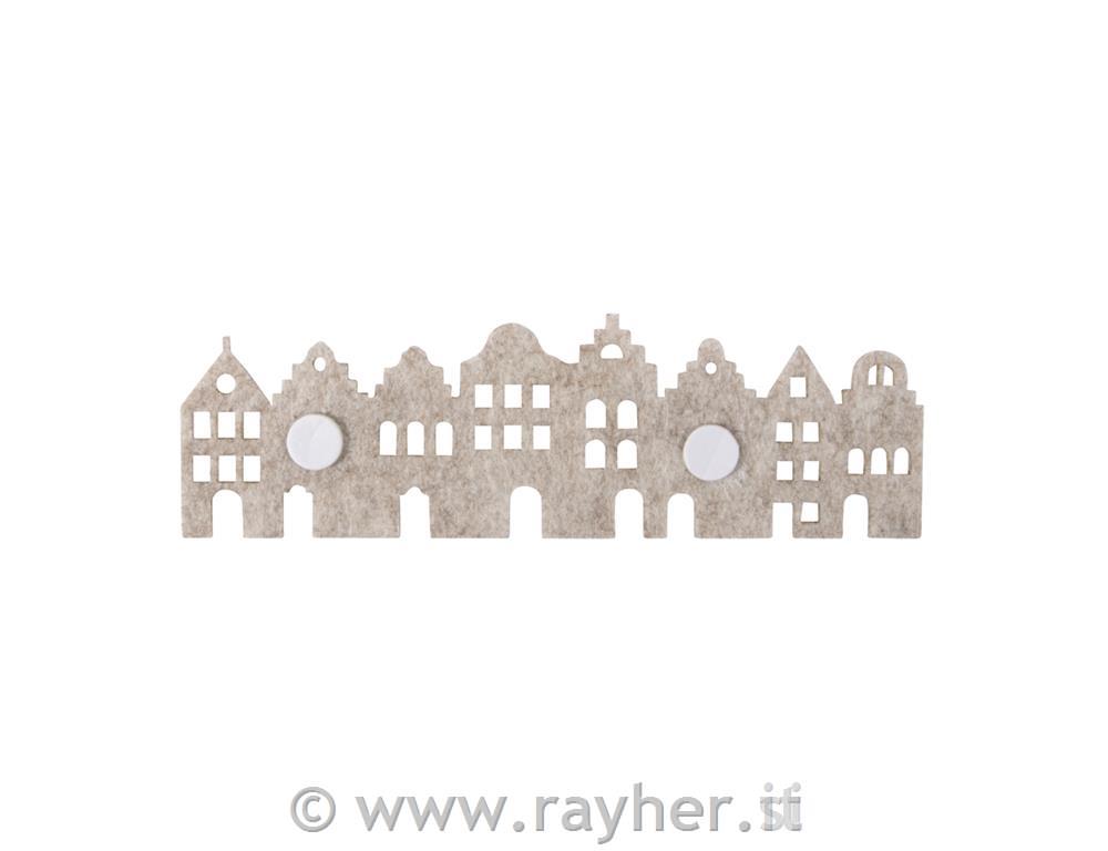 Felt strip Nordic + Mini houses, 3.4-4.2cm + adhesive dot, 4pcs