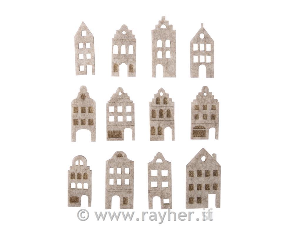 Okraski iz filca, Nordijske hiške, set 12