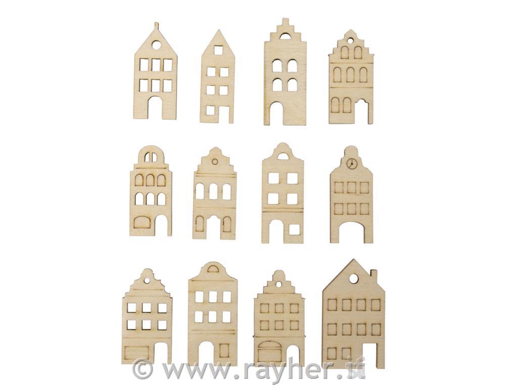 Wooden shapes Nordic, natural, 3.5-4.2cm, assorted, 12pcs