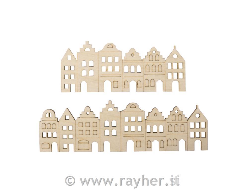 Decorazione in legno Nordic+cordini,set 2, 10,2x4,2 + 13,8x4,2 cm