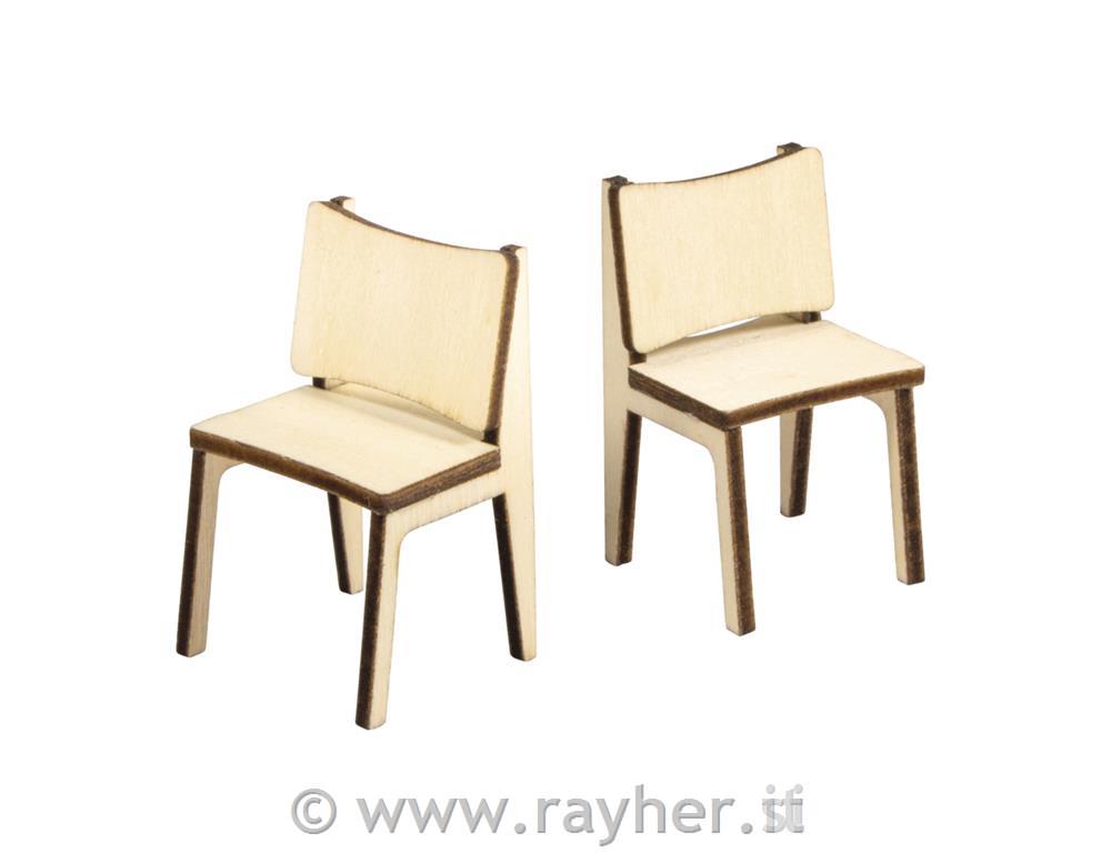 Mini wood chairs, natural, 2,2x2,5x4cm, 2pcs